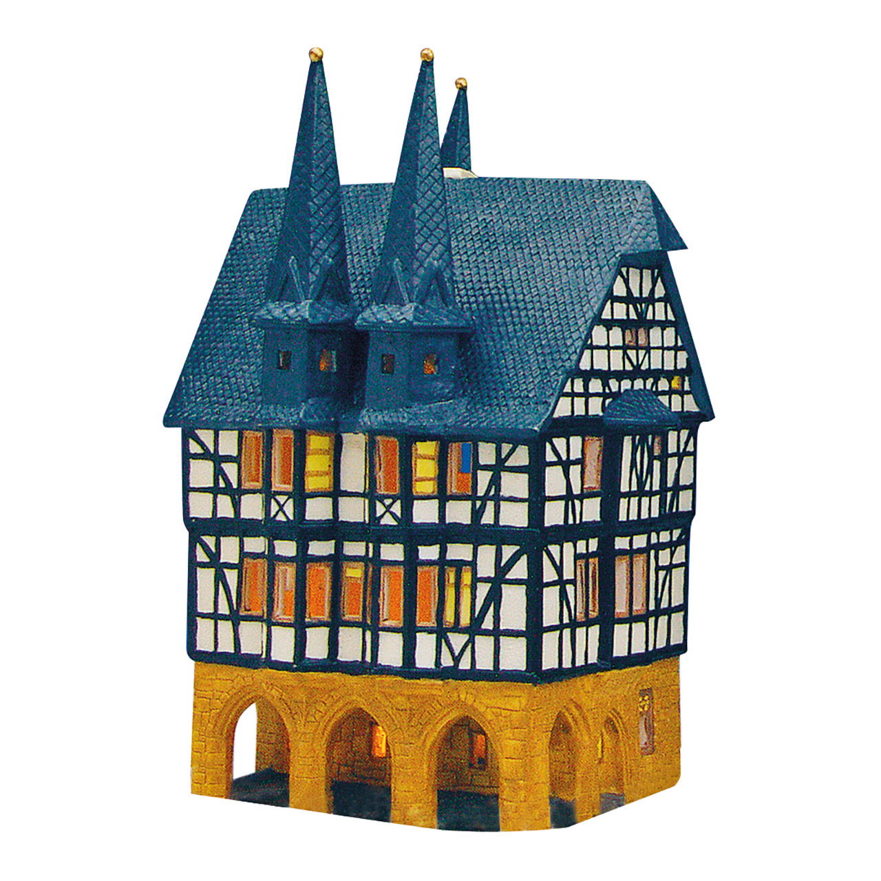 Wurm Lichthaus Rathaus Alsfeld aus Porzellan, Bunt (B/H/T) 11x21x14cm