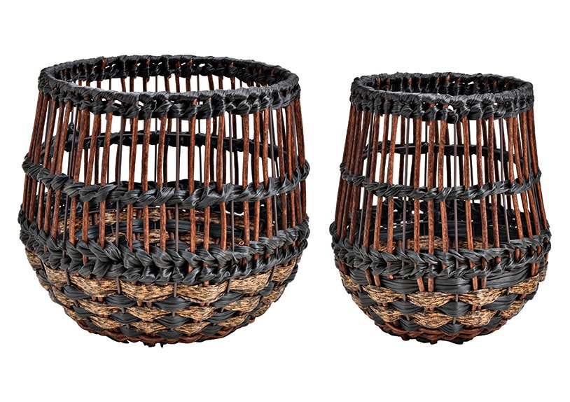 Juego de cestas, plástico Negro Juego de 2, (c/h/d) 36x31x36cm 26x29x26cm