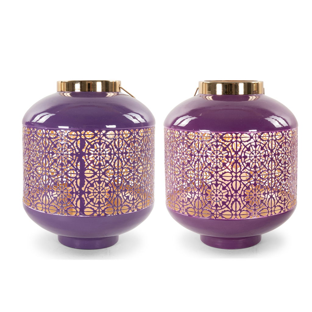 Laterne orientalisch, 2fach sortiert, Metall, 25x25x30cm, 1 Stck, lila/violett Krug, Töpferei, Urne, Vase, Porzellan
