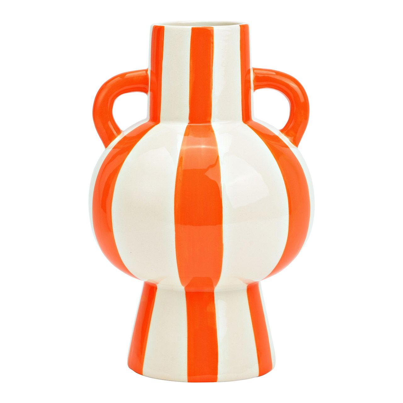 Vase gestreift aus Keramik, Orange/Weiß (B/H/T) 15x24x15cm