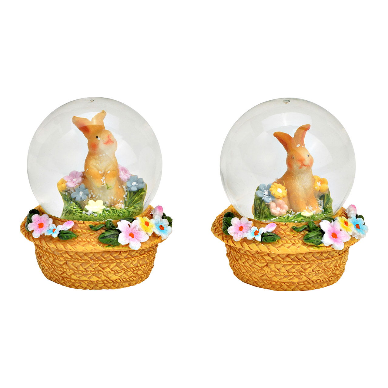 Schneekugel Hase auf Blumenhut Sockel aus Poly/Glas 2-fach, Braun (B/H/T) 4x6x4cm Schneekugel Hase auf Blumenhut Sockel aus Poly/Glas 2-fach, Braun (B/H/T) 4x6x4cm