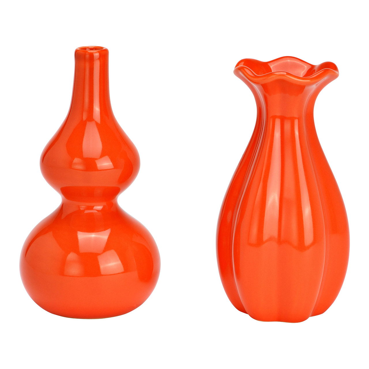 Ceramic vase, 2-fold, orange (W/H/D) 8x15x8cm