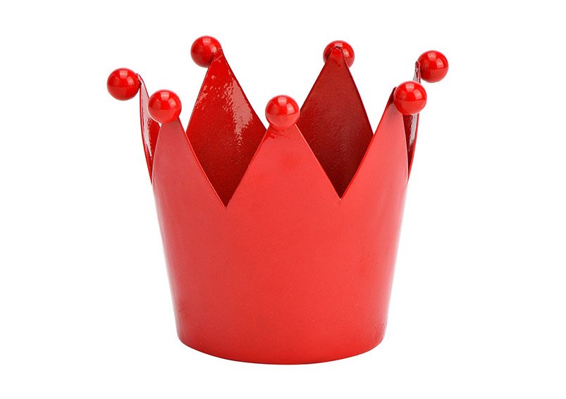 Crown, windlight, planter metal red (W/H/D) 8x10x8cm