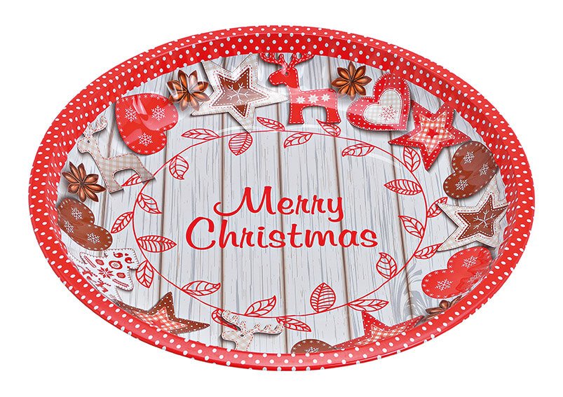 Teller Merry Christmas aus Metall Bunt (B/H/T) 25x3x25cm
