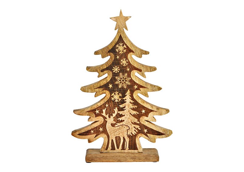 Soporte para árbol de Navidad de madera de mango natural (A/A/P) 21x32x5cm
