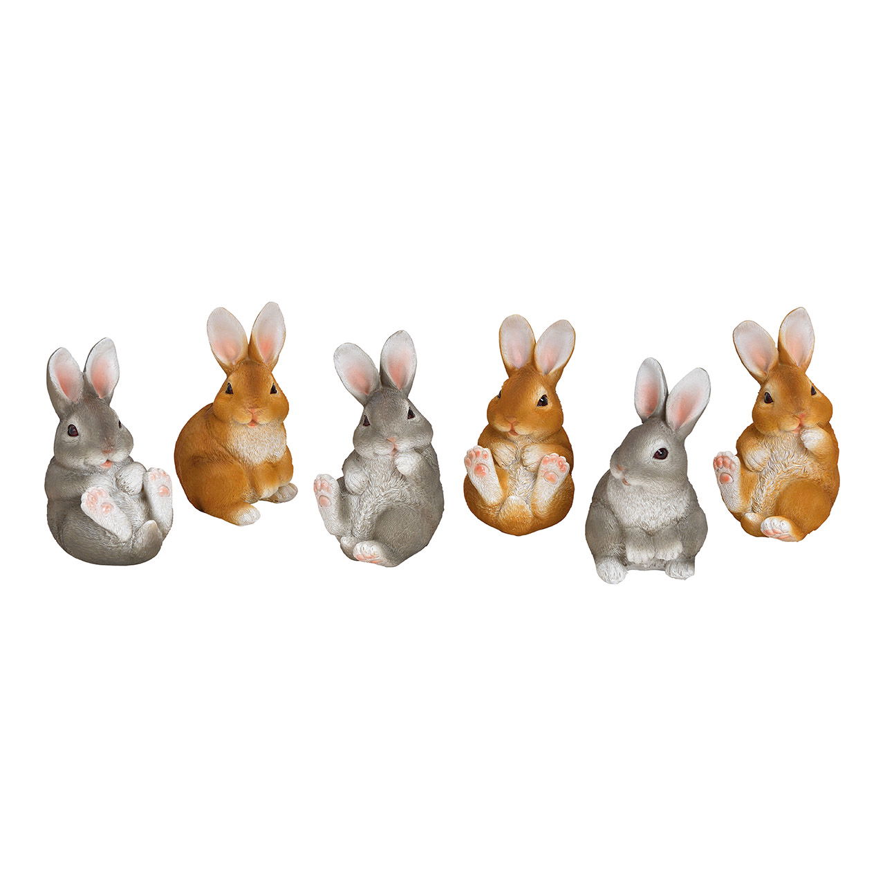 Hase aus Poly 6-fach sortiert, Braun/Grau, (B/H/T) 7x10x7cm Hase aus Poly 6-fach sortiert, Braun/Grau, (B/H/T) 7x10x7cm