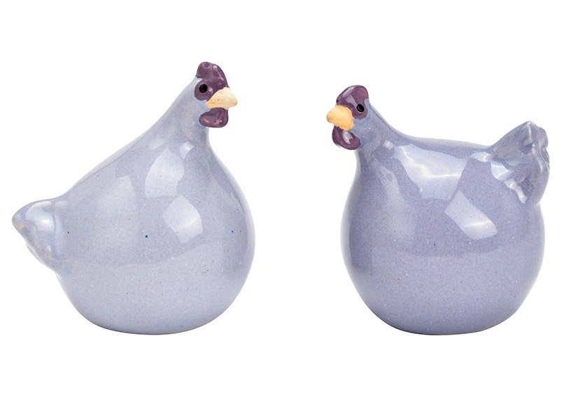 Pollo in ceramica viola 2-fold, (L/H/D) 5x6x6cm