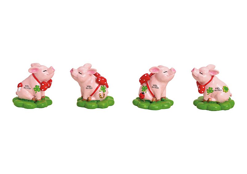 Glücksschwein aus Poly Pink/Rosa 4-fach, (B/H/T) 4x5x5cm