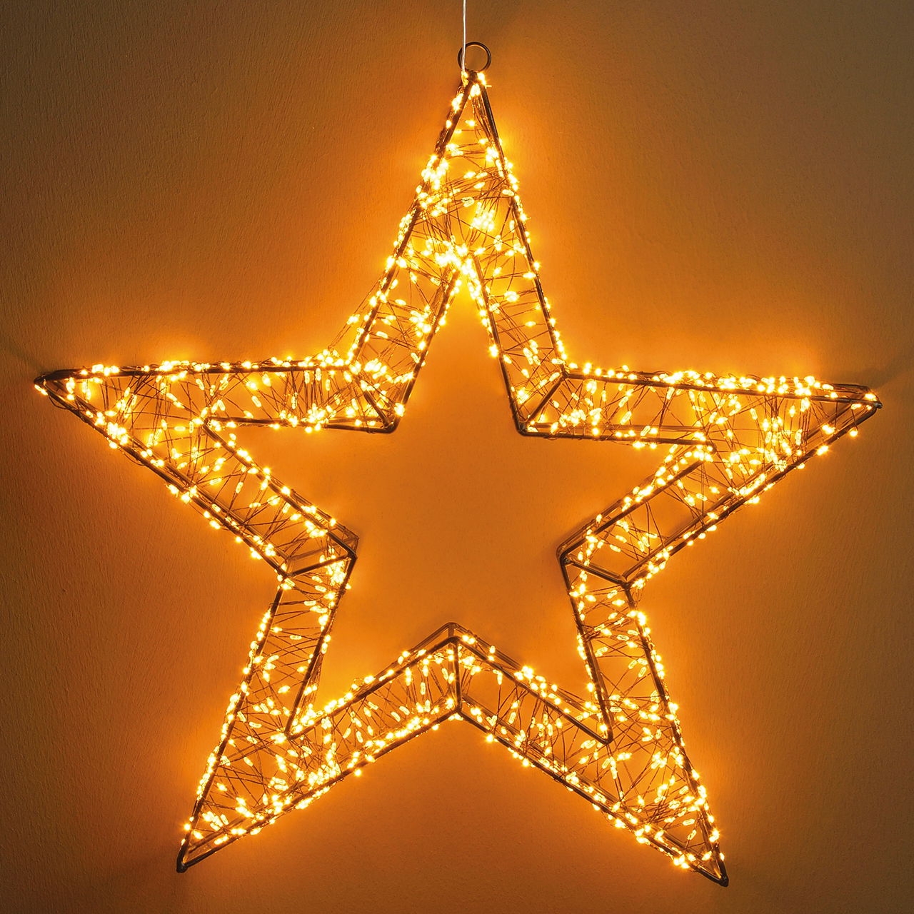 Star light 1440 LED extra warm white with timer 6/18, IP44 adapter made of black plastic (W/H/D) 50x50x8cm Star light 1440 LED extra warm white with timer 6/18, IP44 adapter made of black plastic (W/H/D) 50x50x8cm