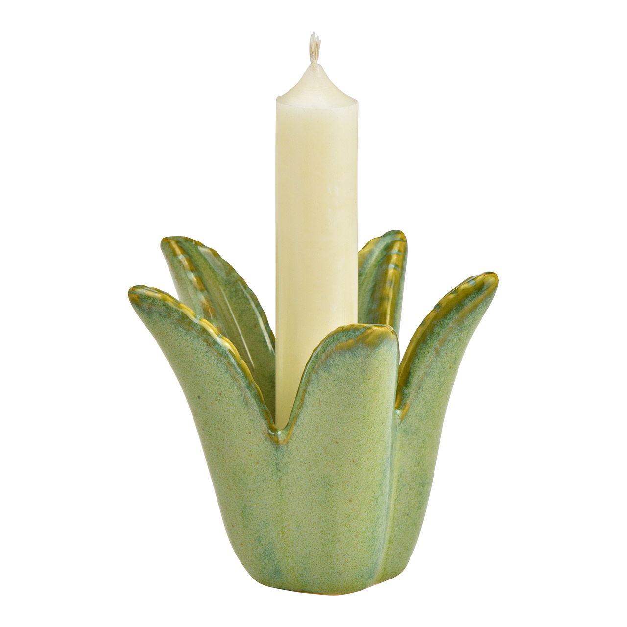 Kerzenhalter Pflanze aus Keramik, Grün (B/H/T) 10x8x10cm Kerzenhalter Pflanze aus Keramik, Grün (B/H/T) 10x8x10cm