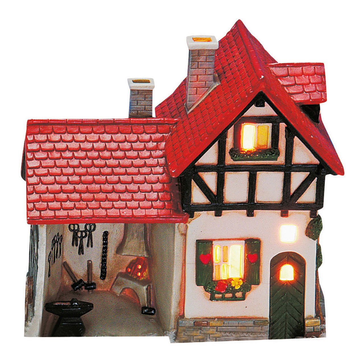 Lichthaus Schmiede aus Porzellan, Bunt (B/H/T) 16x16x8cm