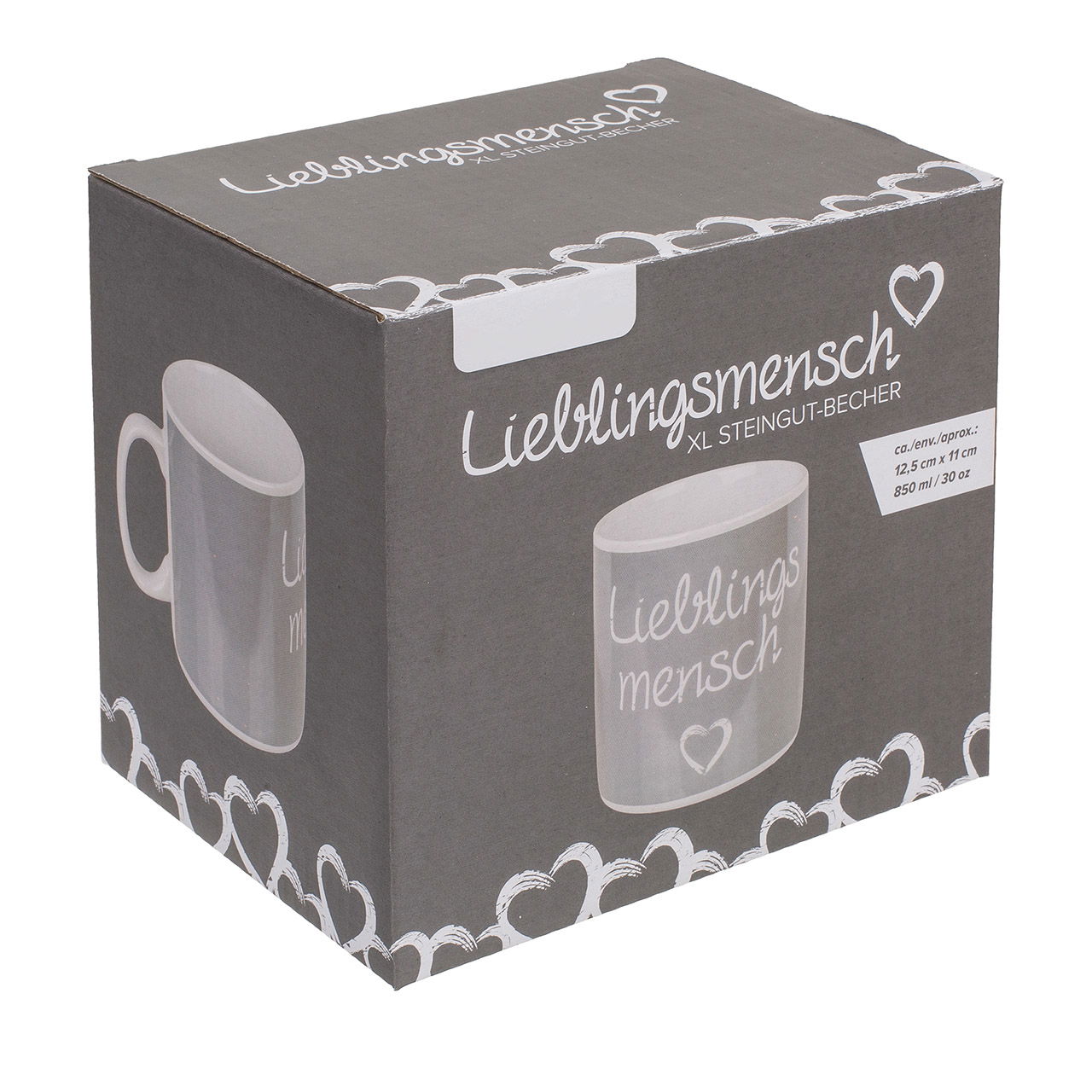 Becher Lieblingsmensch aus Keramik Grau (B/H/T) 12x11x9cm 330ml