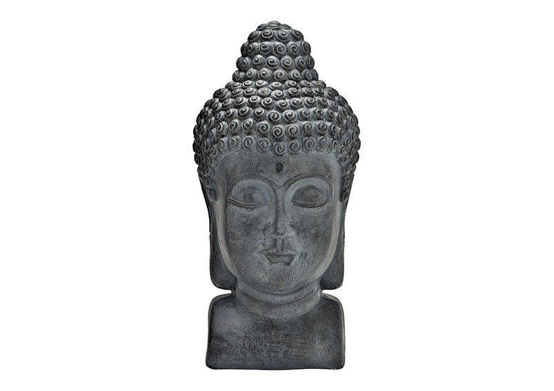 Buddha Kopf aus Poly Grau (B/H/T) 25x50x25cm