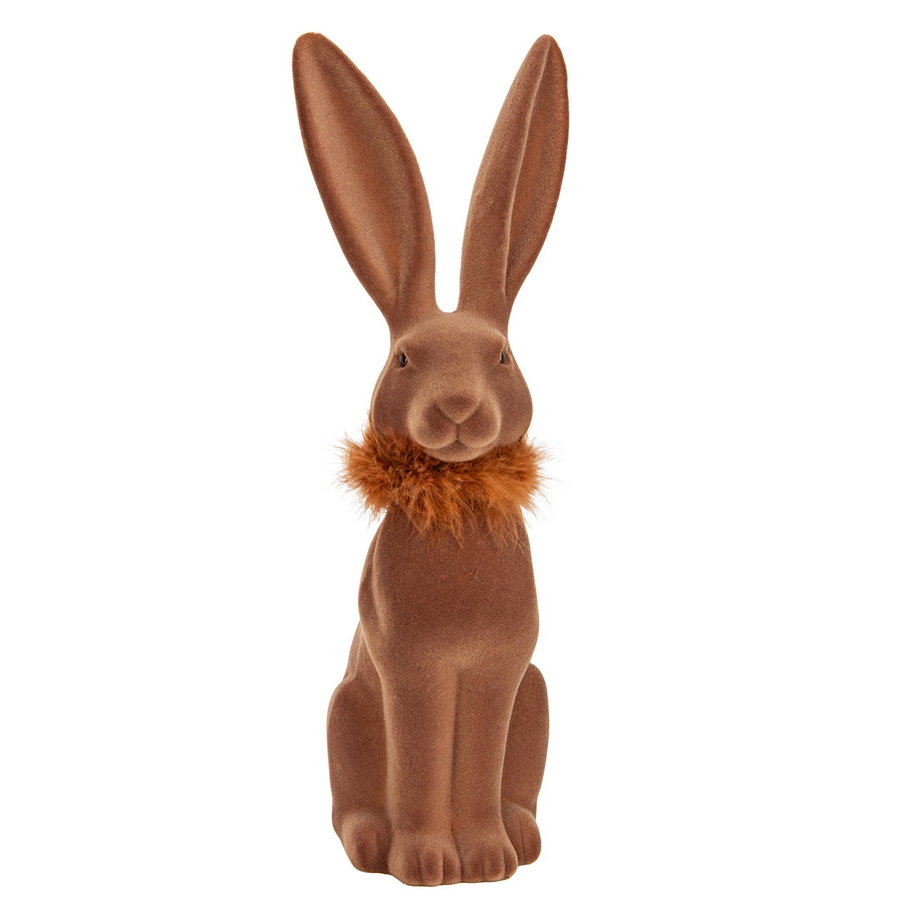 Hase-Plüschtier, Stofftier, braun, Langohren, Fellkragen
