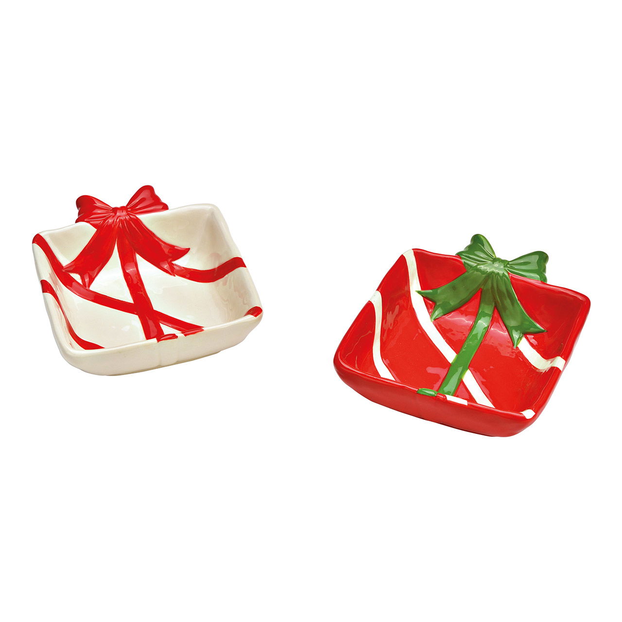 Ceramic gift bowl, 2-fold, red (W/H/D) 14x5x17cm