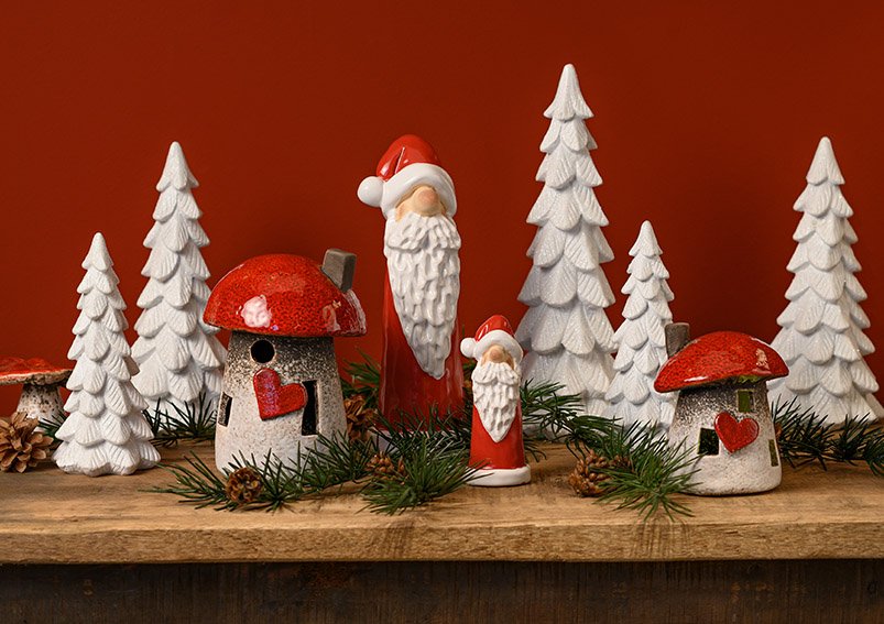 Babbo Natale in ceramica rosso, bianco (L/H/D) 6x17x6cm