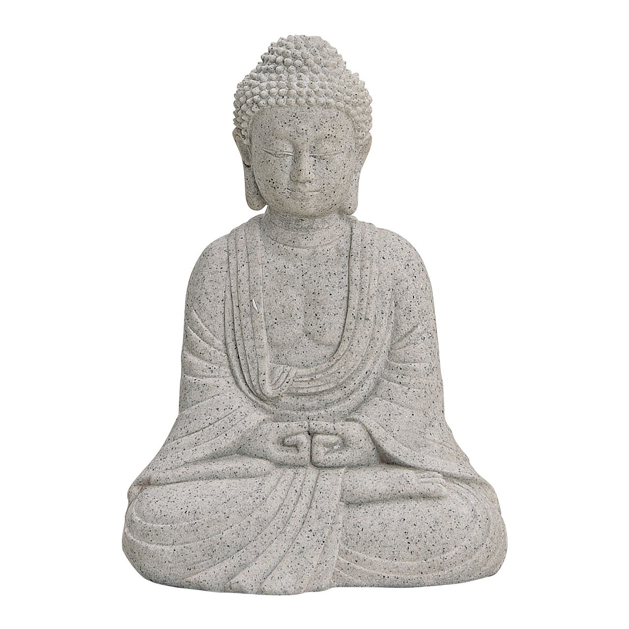 Bouddha assis gris en poly, 13 cm