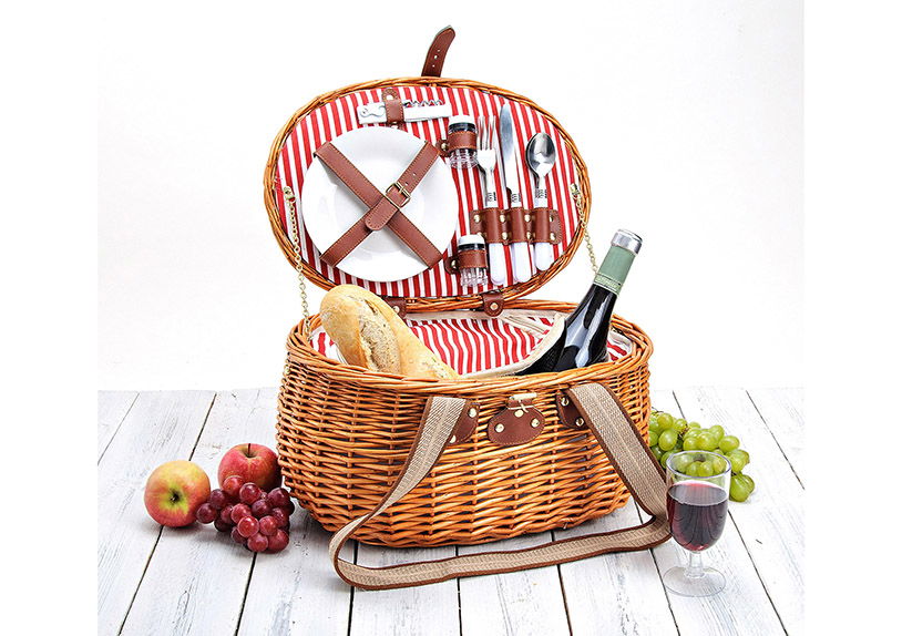 Picnic basket 2 person meadow 15 pcs. 40x28x22 cm