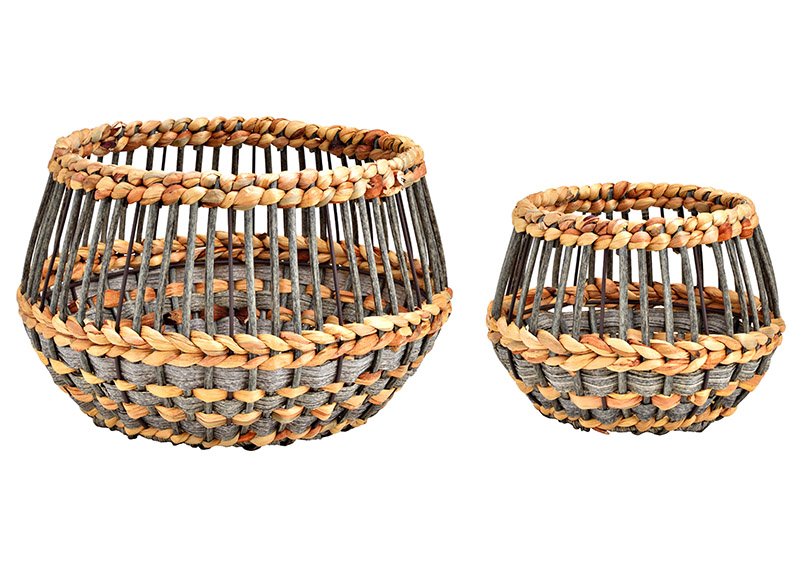 Baskets set of plastic, sea grass brown Set of 2, 34x21x34cm