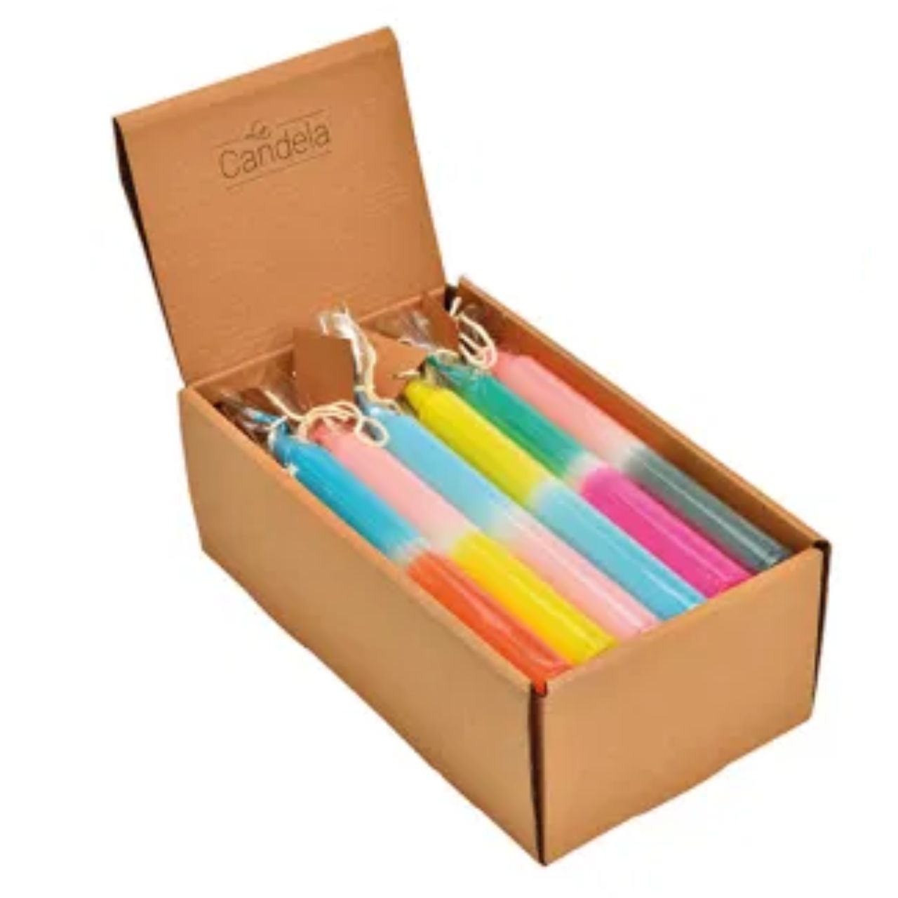 Candela a bastoncino DipDye in cera colorata a 6 pieghe, (L/H/D) 2x19x2cm Konfetti-Dekoration, Bunte Kerzen, Kerzenset, Pastellfarben, Geschenk-Set Kerzen