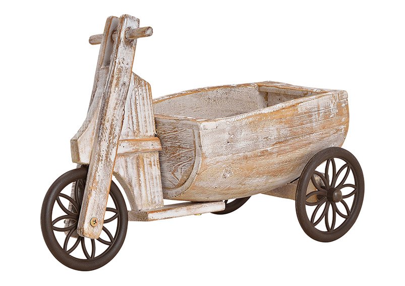 Tricycle with barrel wood brown 14x26x35cm
