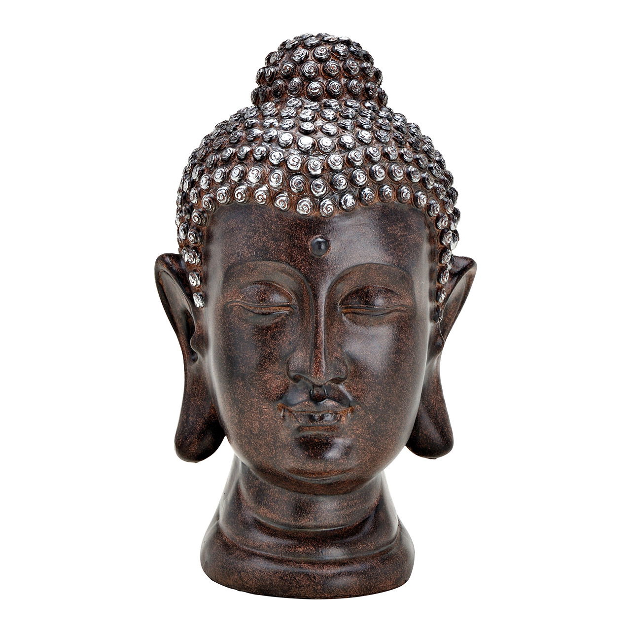 Buddhakopf aus Poly Braun (B/H/T) 19x31x19cm