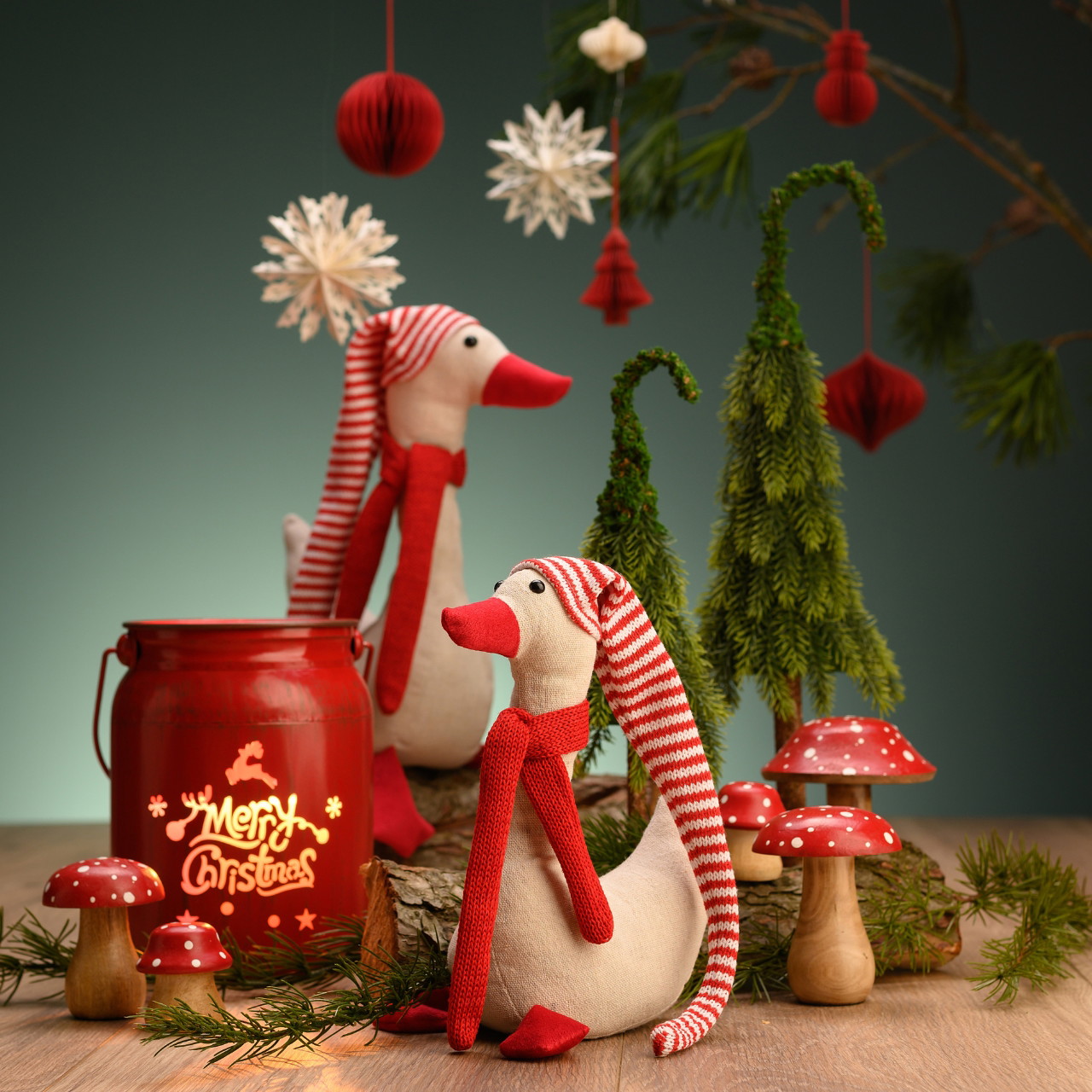 Weihnachtshänger Honeycomb Tannenbaum aus Papier/Pappe, 6er-Set, Rot (B/H/T) 5x7,5x5cm/18x9x12cm Weihnachtsdeko, Stoffrentiere, Rot-weiß, Mushroom, Laternen