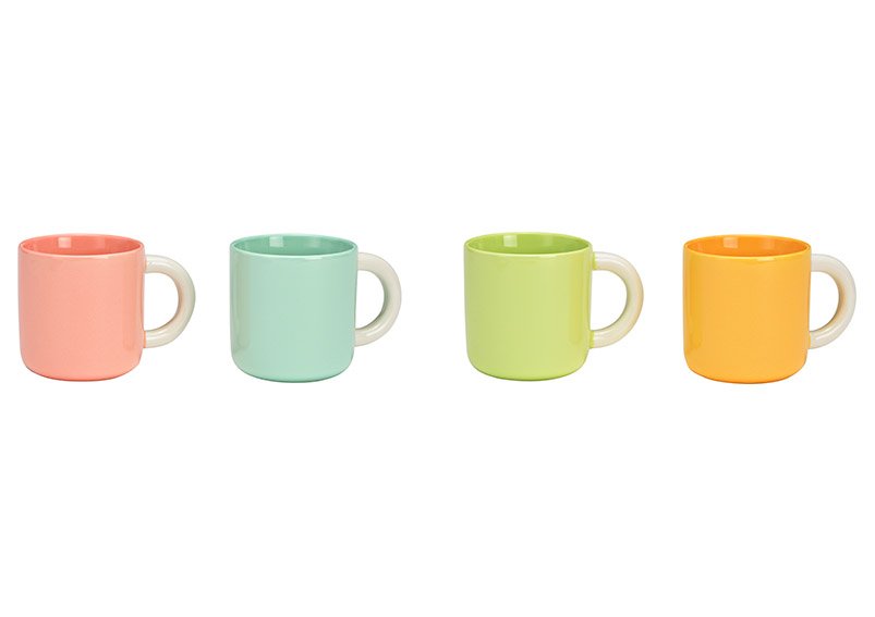 Porcelain mug colorful 4-fold, (W/H/D) 12x9x8cm 340ml