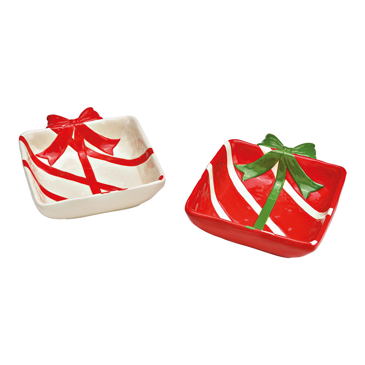 Bowl gift box decor made of ceramic red, white 2-fold, (W/H/D) 21x6x25cm