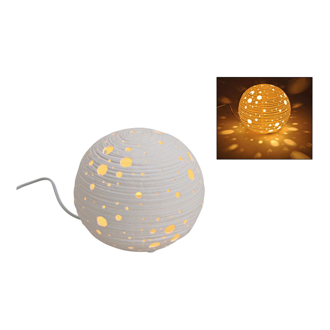 Tischlampe Kugel Weiß aus Porzellan, 21X19X21CM ohne Leuchtmittel Tischlampe Kugel Weiß aus Porzellan, 21X19X21CM ohne Leuchtmittel