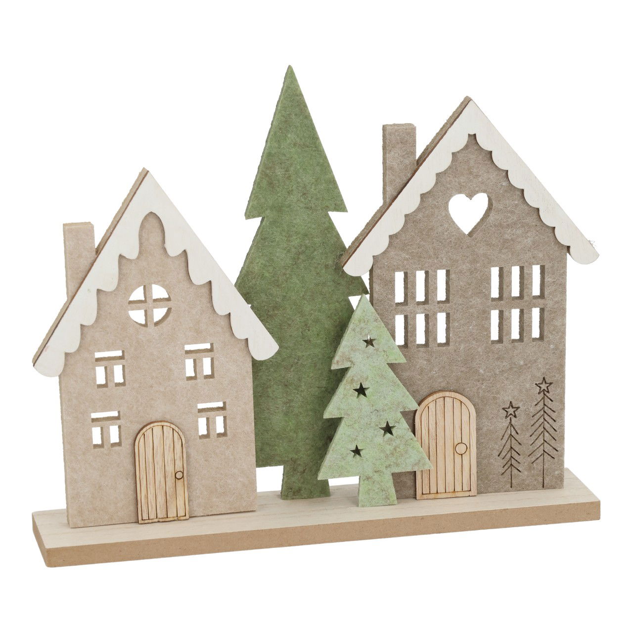 Aufsteller Häuser aus Filz/Holz Beige/Grün (B/H/T) 25x20x5cm Aufsteller Häuser aus Filz/Holz Beige/Grün (B/H/T) 25x20x5cm