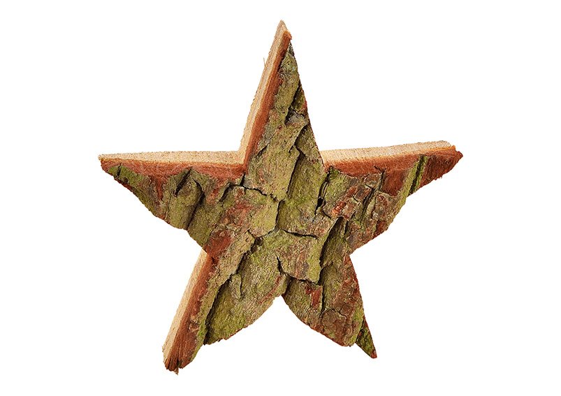 Star, wooden bark, nature colour, (h) 2cm ø15cm