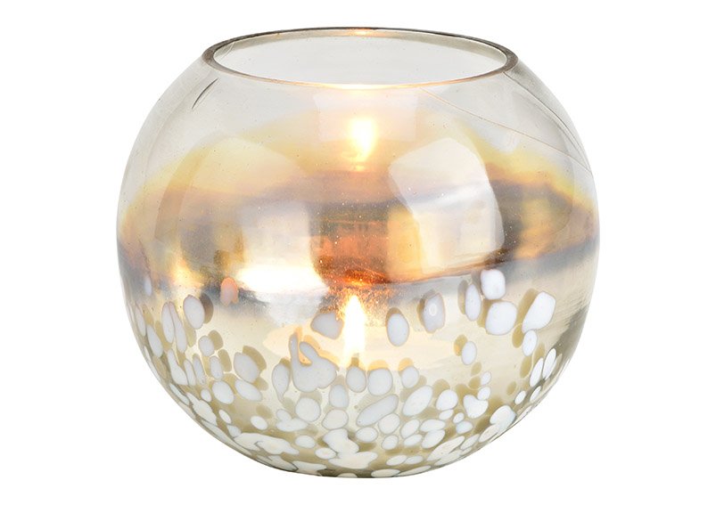 Gold glass lantern (W / H / D) 13x12x13cm