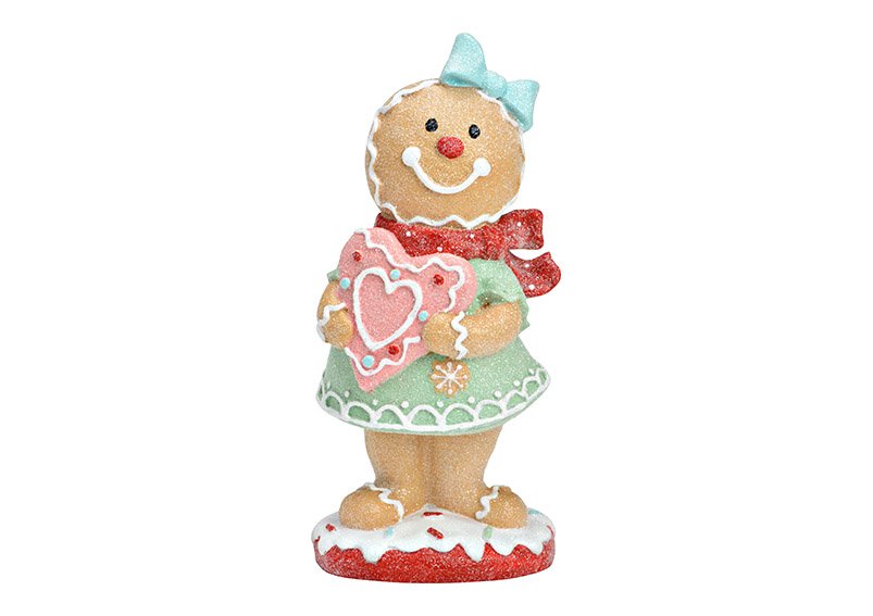 Gingerbread figure mint, pink made of poly colorful (W/H/D) 10x23x8cm