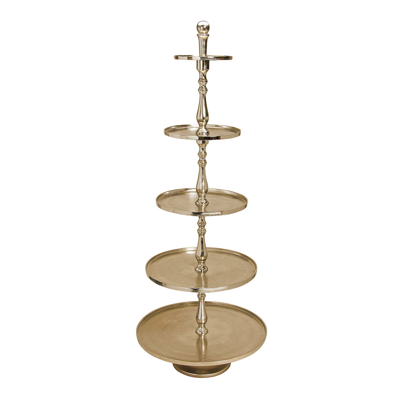 Etagere with 5 levels made of gold metal (W/H/D) 25/34/42/53/64x158cm Etagere with 5 levels made of gold metal (W/H/D) 25/34/42/53/64x158cm