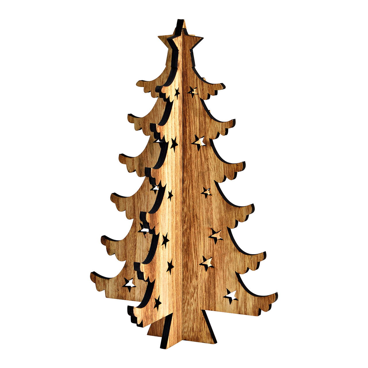 Albero di Natale da attaccare in legno naturale di paulownia (L/H/D) 19x30x19cm