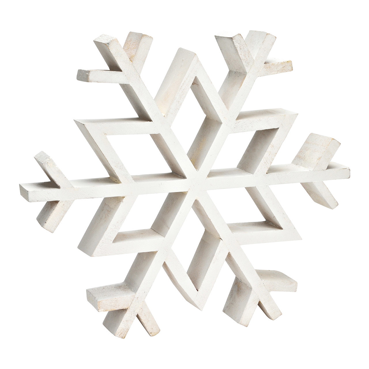 Floco de neve em madeira de manga, branco (L/A/P) 30x30x4 cm Floco de neve em madeira de manga, branco (L/A/P) 30x30x4 cm