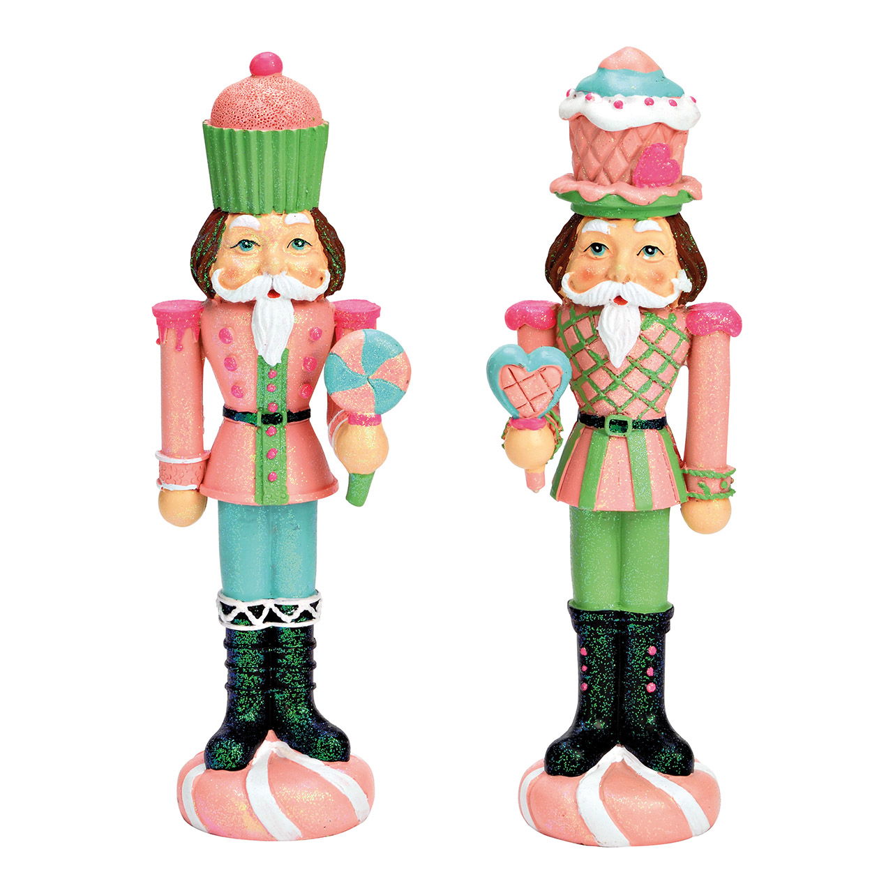 Nutcracker made of poly pink, green 2-fold, (W/H/D) 7x24x6cm