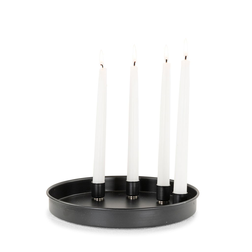 Bandeja portavelas, metal, 25x25cm, 1 ud, negro, @ Festspiele, Chanukka Menora, Kerze
