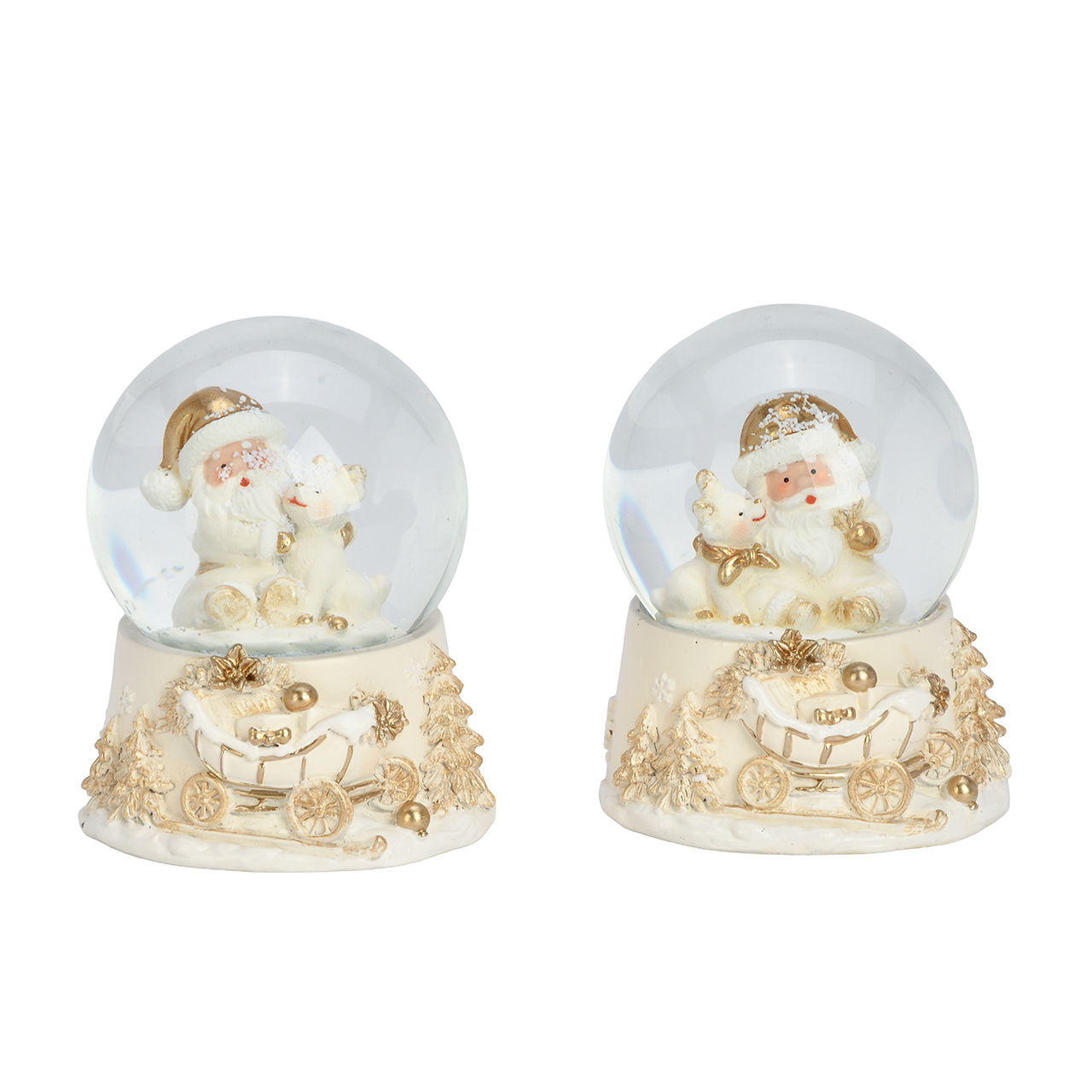 Schneekugel Weihnachtsmann aus Poly/Glas Weiß 2-fach sortiert (B/H/T) 7x9x7cm