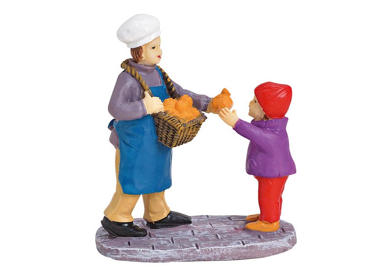 Miniatur Bäcker und Kind aus Poly Bunt (B/H/T) 6x6x3cm