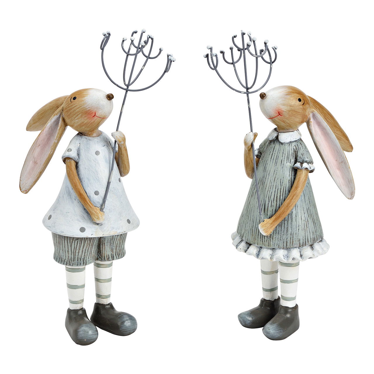 Hase Mädchen und Junge aus Poly grau 2-fach, (B/H/T) 8x24x12cm Hase Mädchen und Junge aus Poly grau 2-fach, (B/H/T) 8x24x12cm