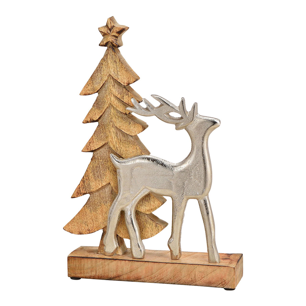 Présentoir Sapin avec métal Cerf en bois Marron (L/H/P) 20x30x6cm