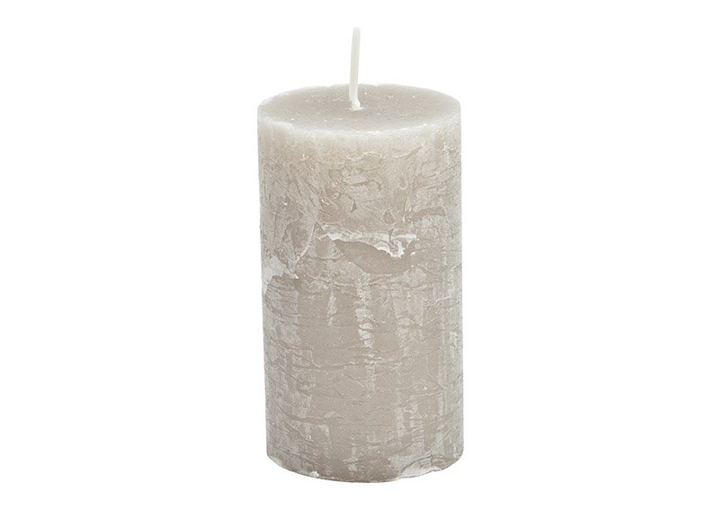 Candle 6,8x12x6,8cm wax stone light gray 