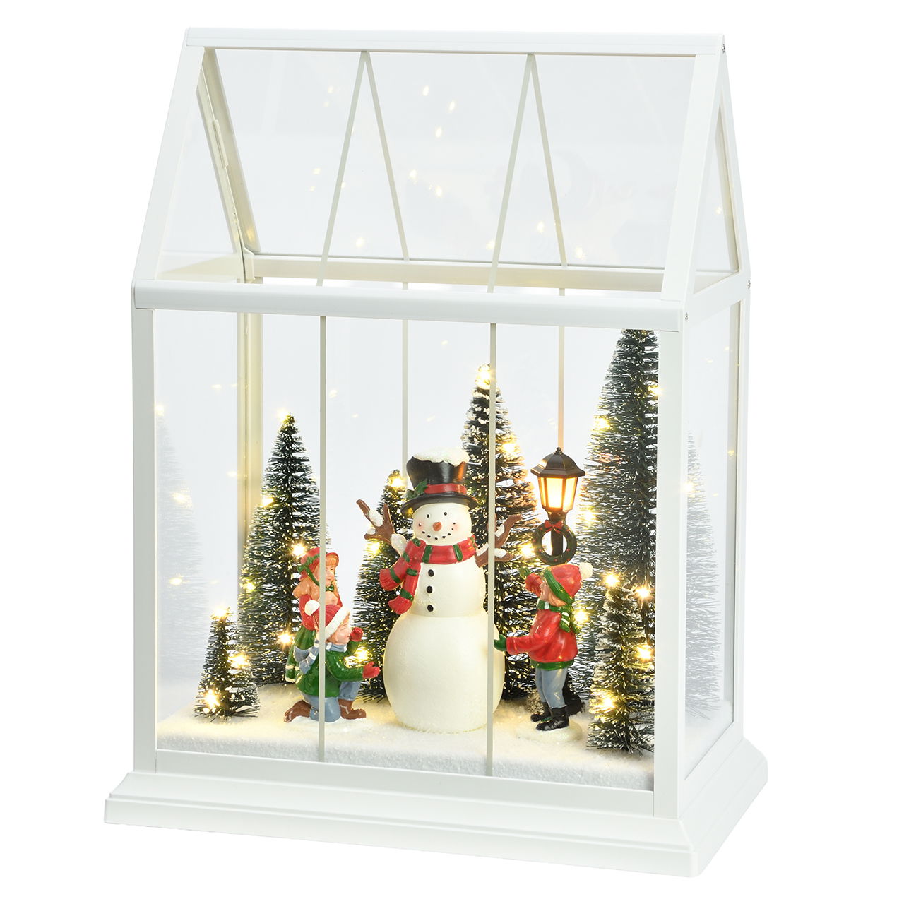 LED winterlandschap in een huis van kunststof Kleurrijk (B/H/D) 25,5x15x33cm Draußen, Natur, Schneemann, Person, Weihnachtsdekorationen