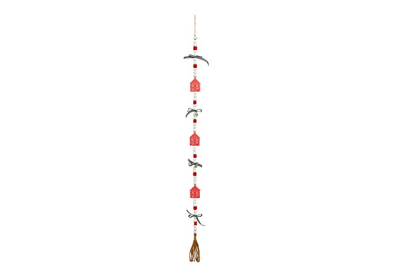 Guirlande à suspendre Maison en bois vert, rouge, blanc (L/H/P) 5x120x2cm