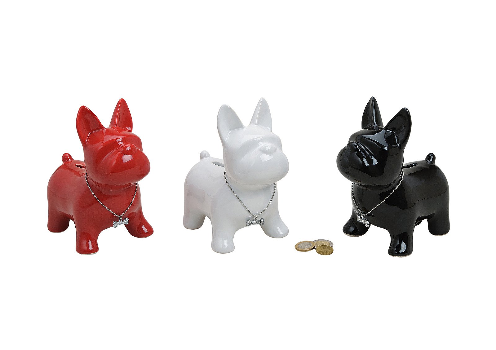 Tirelire chien en céramique, 3 couleurs, L15 x P10 x H17 cm