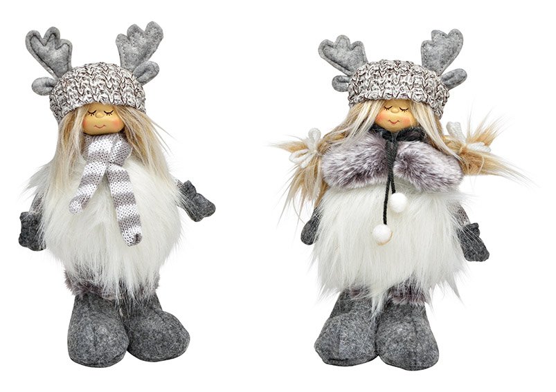Winter child from textile gray 2-fold, (W/H/D) 11x21x8cm