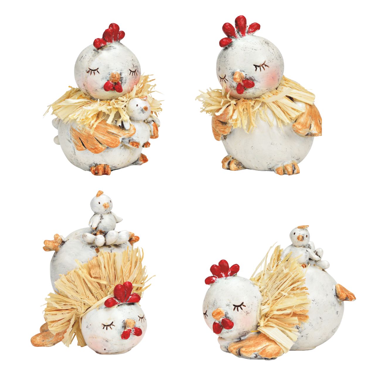 Pollo de poliéster blanco de 4 pliegues, (ancho/alto/largo) 7x8x6cm Natur, Im Freien, Winter, Figur, Schnee