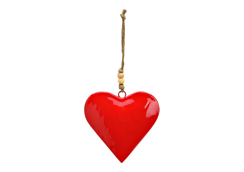 Pendentif cœur en métal rouge (L/H/P) 12x12x2cm